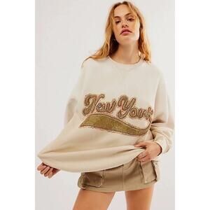 Free People Bali Drifter Embellished New York Crewneck Oversized
